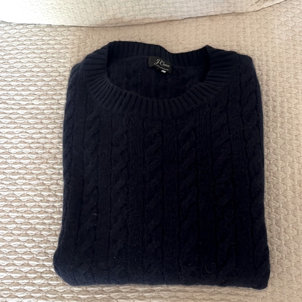 Navy blue jcrew cashmere cable sweater barley used